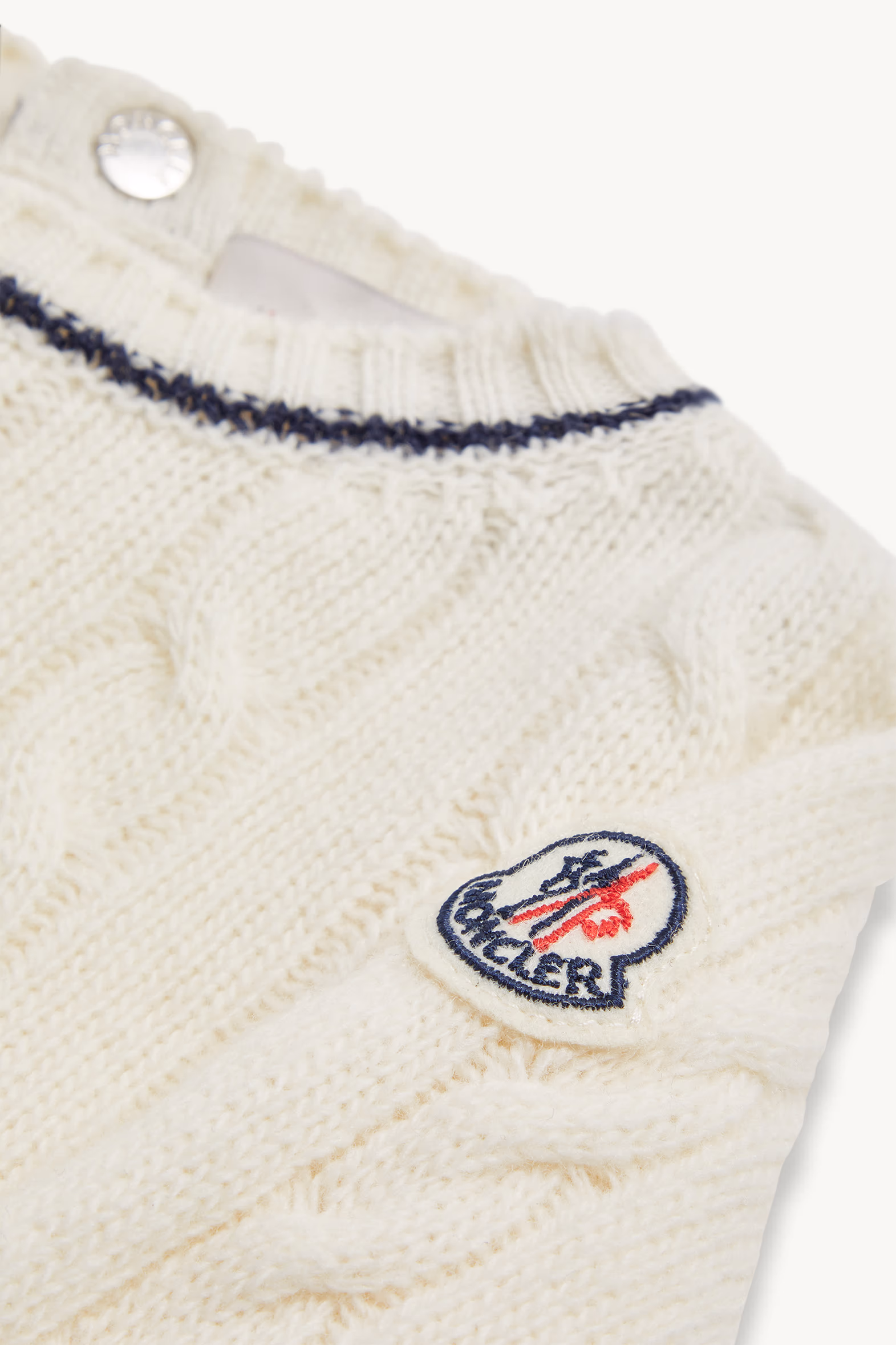 Jersey de lana con ribete a rayas Niño Blanco Moncler 2